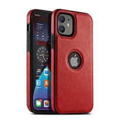Imagem de Capa de telefone de couro pu fino para iphone 13 12 11 pro max mini xr xs x 8 7 6 s plus se silicone macio capa traseira à prova de choque, vermelho, para iphone 12