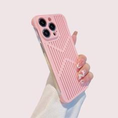 Imagem de Capa de telefone respirável com grade de resfriamento sem moldura fina para iPhone 14 13 12 11 Pro Max Hard PC Dissipação de calor capa traseira, rosa, para iPhone 14