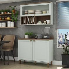 Imagem de Cozinha Compacta 2 Peças 3 Portas Balcão 120cm Tampo Mdf Iluminata Ver