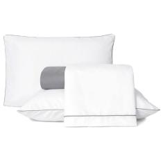 Imagem de Jogo De Lençol Casal Padrão Linea Percal 200 Fios 4 Peças - Cinza