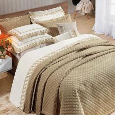 Imagem de Jogo De Cama 200 Fios Bordado 3 Peças Reale Caqui 100% Algodão Percal