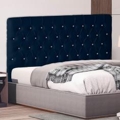 Imagem de Cabeceira De Cama Box Paris King 195 Cm Botão Strass Suede Azul Marinho Eli Móveis