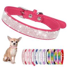 Imagem de Linda coleira de cachorro com strass brilhante, diamante de cristal extravagante, coleiras macias para gatos para cães pequenos, médios, grandes, meninas, fêmeas, filhotes de animais de estimação,