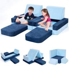 Imagem de Sofá modular conversível para crianças e crianças – Sofá infantil DIY criativo para sala de jogos, quarto, berçário, livremente removível, versátil, dobrável para crianças, sofá para brincar,