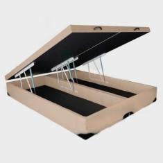 Imagem de Base Box Baú Casal Bipartido Sintético Bege - 138x188x35 - DMHOPE7