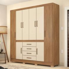 Imagem de Guarda-Roupa New Realce Casal 8 Portas 3 Gavetas Amêndola/Off-White Demóbile