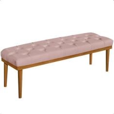 Imagem de Recamier Calçadeira Apolo Veludo Rosa Solteiro 1,00M Base Madeira Pés
