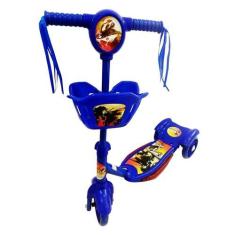 Imagem de Patinete Azul Infantil 3 Rodas com Cesta Piratas Luz e Som - Pop Brinq