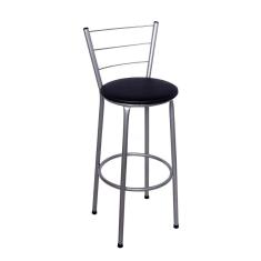Imagem de Banqueta Alta Prata com Assento Preto Fortmix