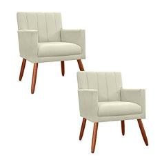 Imagem de Combo 2 Poltronas Decorativa Para Consultório Escritório Cecília Suede Bege - DL DECOR
