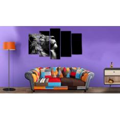 Imagem de Quadros Decorativos Mosaico MDF Leão  e  115x60cm