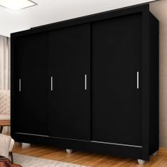 Imagem de Guarda Roupa Casal Vivian 3 Portas 2 Gavetas Preto Fosco - Moveis Arapongas