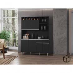Imagem de Kit Armario Cozinha Compacta Alice 130cm 6 Portas Preto Ajl