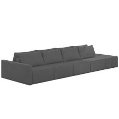 Imagem de Sofá Ilha Modular Com Puff Para Sala Living 432cm Georgia K04 Linho Cinza Escuro - Mpozenato