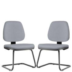 Imagem de Kit 2 Cadeiras Para Escritório Job Fixa Cinza