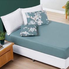 Imagem de Jogo De Cama Avere Padrão 03 Peças Micropercal  200 Fios Elástico Flor