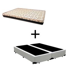 Imagem de Cama Box Casal 138 Bipartido Tecido Sintético Branco Com Colchão Praia Bello Box - D28 Amarelo 57x138x188