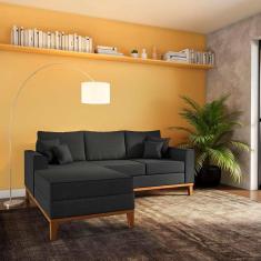Imagem de sofá 3 lugares david com chaise esquerdo linho grafite