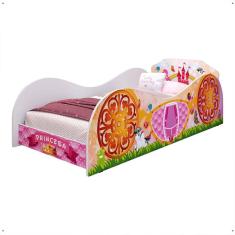 Imagem de Mini Cama Infantil com Colchão Montessoriana MDF Proteção Lateral Decoração Quarto Menina Reino Princesa Encantada Rosa- RPM