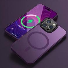 Imagem de Capa de telefone de carregamento magnético sem fio de luxo para iPhone 14 13 12 11 Pro Max Plus Capa transparente fosca à prova de choque, roxa, para iphone 12Pro Max