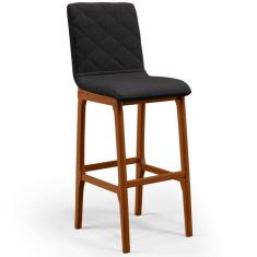 Imagem de Banqueta Alta Para Cozinha Sala De Jantar Fixa Zoe L02 Linho