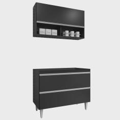 Imagem de Armário de Cozinha Com Nichos CP01 Para Pia 100cm M24 Preto - Mpozenato