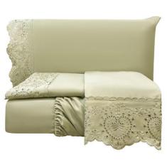 Imagem de Jogo Cama Lençol Detail Casal Padrão Bordado Guipir Bordado Inglês Per