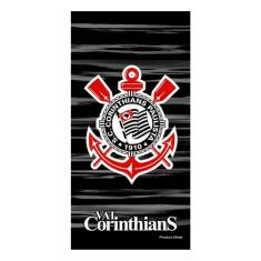 Imagem de Toalha de Banho Praia e Piscina Brasão Corinthians Licenciado Times Buettner Veludo Estampada