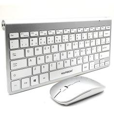 Imagem de Mini Teclado Sem Fio e Mouse USB 2.4Ghz Wireless Super Compacto Premium ABNT2 Letra Ç Computador Notebook