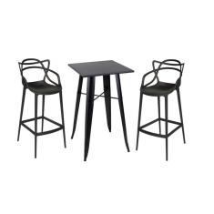Imagem de Kit Mesa Tolix Bistrô Bar Com 2 Banquetas Allegra Altas - Preto