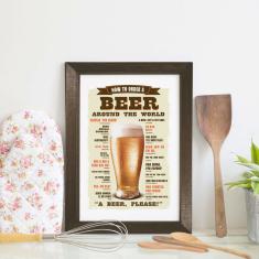Imagem de Quadro Decorativo Frase Pedir Cerveja 22x32cm Moldura Marrom