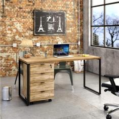 Imagem de Conjunto Home Office Com Mesa Para Computador E Gaveteiro Volante Espresso Móveis Carvalho/