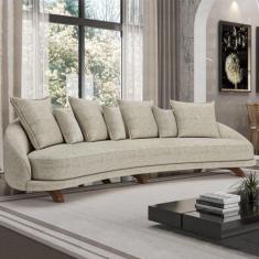 Imagem de Sofá Living 3 Lugares 265cm Pés Madeira Morales Com Almofadas Linho Be