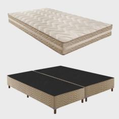 Imagem de Box Queen Florença 42x158x198cm com Colchão Queen Quality D33 Duoface 26x158x198cm Rustico Bege