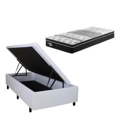 Imagem de Cama Box Baú Solteiro Branco + Colchão Gran Sleep Molas Verticoil - Ca