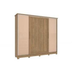 Imagem de Guarda Roupa 4 Portas de Correr e 4 Gavetas c/ Pés CB03N565 Flex Nogue