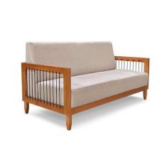 Imagem de Sofá 2 Lugares Elisabeth Linho Areia e Madeira - Modern