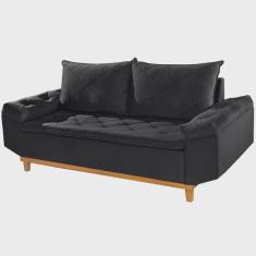 Imagem de Sofá 3 Lugares Berlim Tecido Veludo 200cm Cor Preto