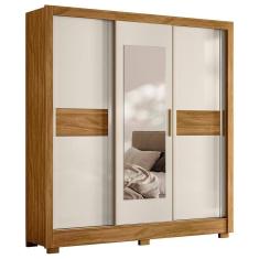 Imagem de Guarda Roupa Casal Bahamas 3 Portas Deslizantes Freijó Off White Com Espelho - Moval Freijó Off White