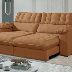 Imagem de Sofá Retrátil e Reclinável Barcelona 290 cm Veludo com Molas Ensacadas Cobre Terracota