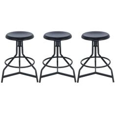 Imagem de Kit 3 Banquetas Altas Cozinha Industrial Loft Aço Giratória York Preto