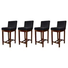 Imagem de Kit 3 Banquetas Média Estofadas Lisboa Madeira Capuccino Suede CCS - C