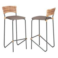 Imagem de Kit 2 Banquetas em Aço Carbono com Encosto Móveis Brastubo Preto/Marrom News