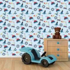 Imagem de Papel de Parede Infantil Auto Adesivo Lavável Marinheiro