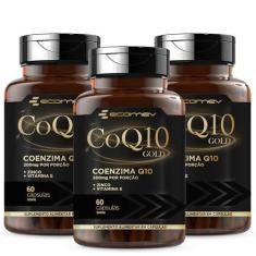 Imagem de 3Un CoQ10 Gold 200Mg De Coenzima Q10 Pura + Vitamina E + Zinco 60 Cáps - Ecomev
