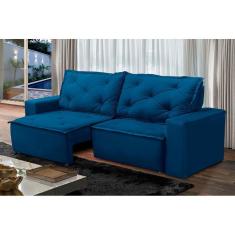 Imagem de Sofá Retrátil e Reclinável 3 lugares com Molas 2,00m Ana Suede Azul Adonai Estofados