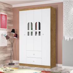 Imagem de Guarda Roupa de Bebê 4 Portas 2 Gavetas Alvin Marrom/Branco
