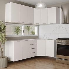 Imagem de Cozinha Modulada 6 Peças sem Tampo 3 Aéreos 6 Portas e 3 Balcões Ipanema Cabecasa Madeiramadeira Branco