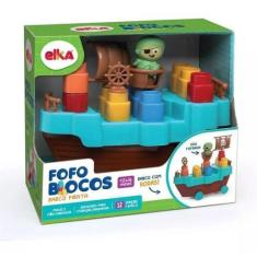 Imagem de Blocos Montar Infantil Barco Pirata Fofo Bloco Original Elka