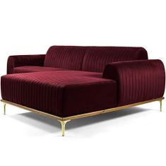 Imagem de Sofá 3 Lugares com Chaise Direito Para Sala Molino 230 cm D02 Veludo Marsala C-278 -Lyam Decor